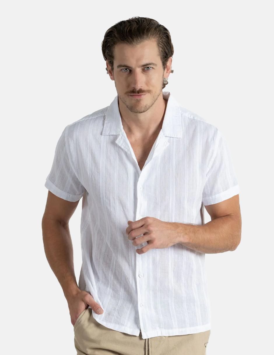Camisa casual de algodón manga corta para hombre