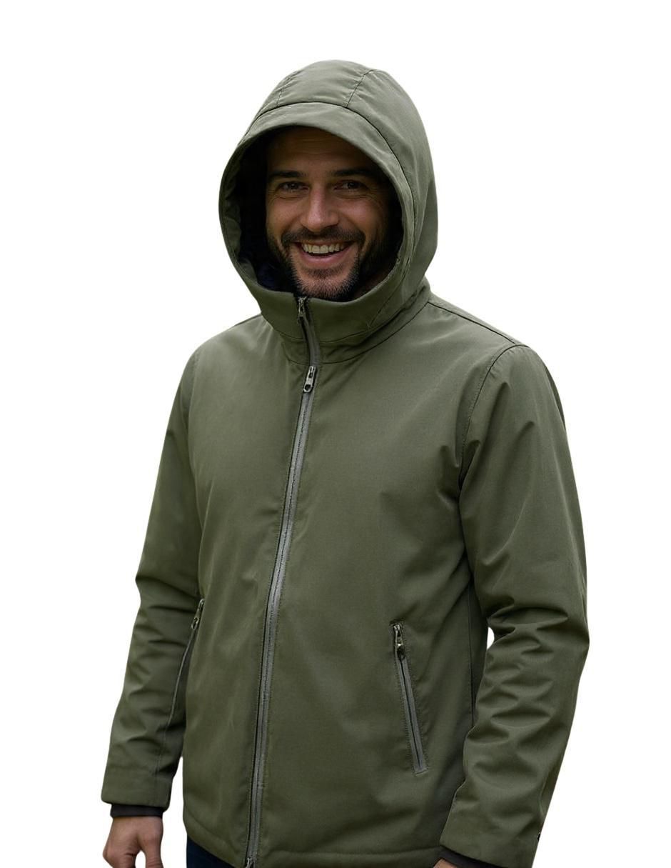 Chamarra casual capucha y bolsa para hombre 3