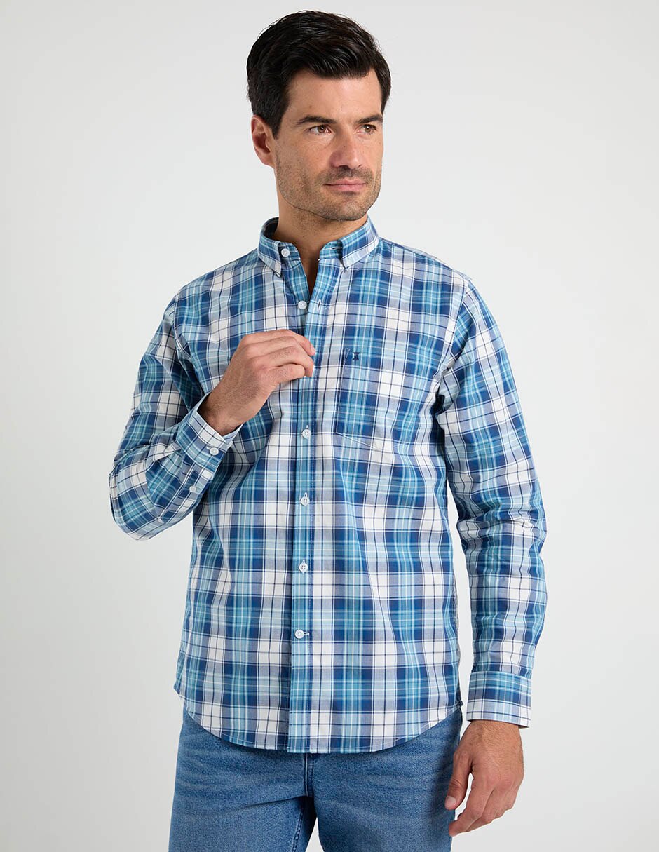 Camisa casual de algodón manga larga para hombre