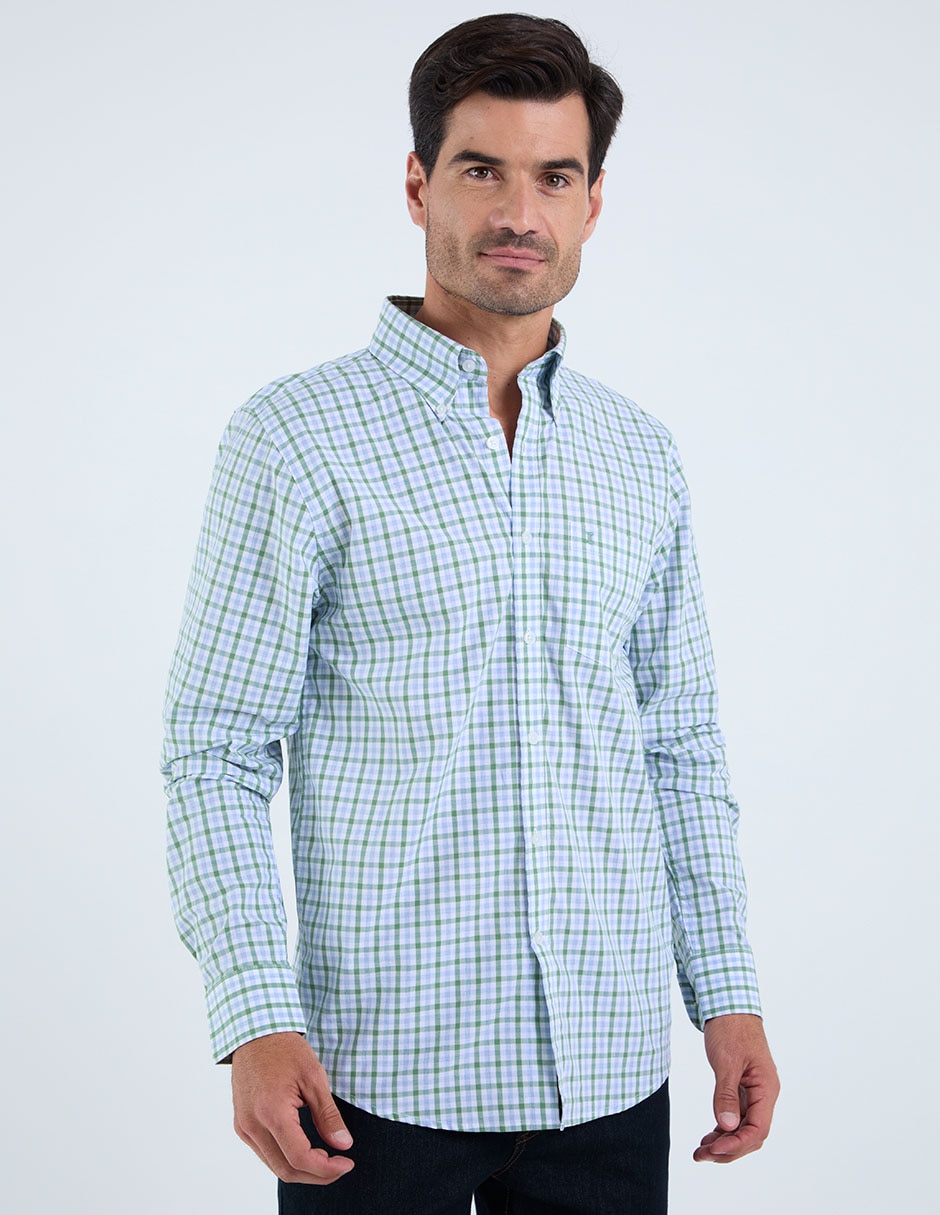 Camisa casual de algodón manga larga para hombre