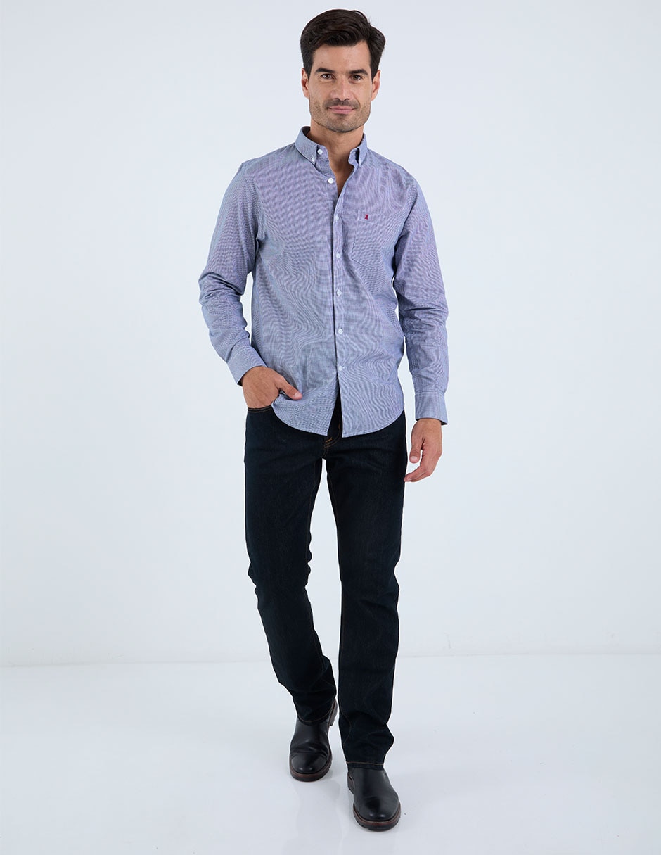 Camisa business casual de algodón manga larga para hombre 3