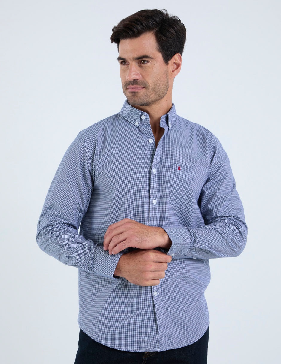 Camisa business casual de algodón manga larga para hombre