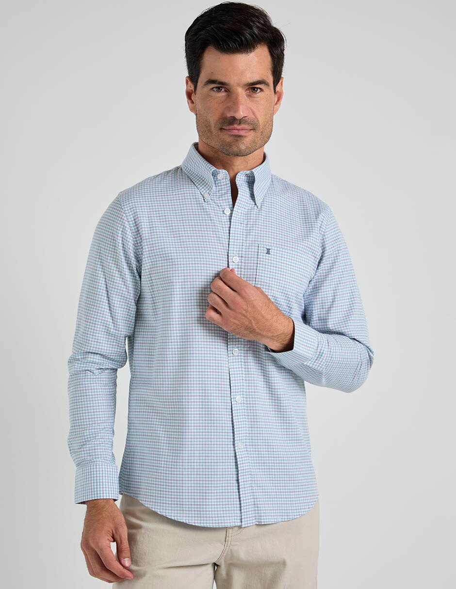 Camisa business casual algodón manga larga para hombre