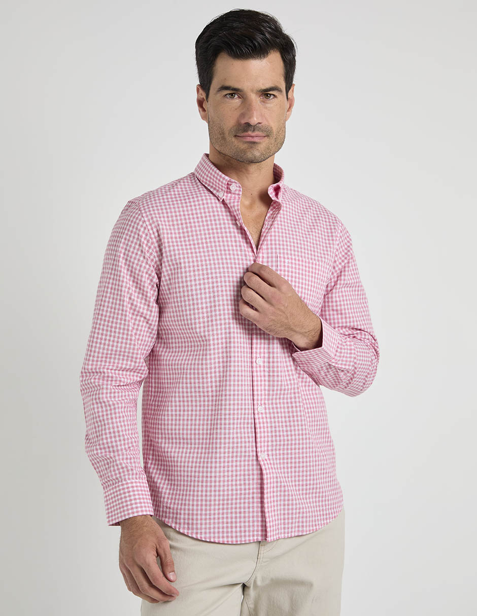Camisa business casual de algodón manga larga para hombre