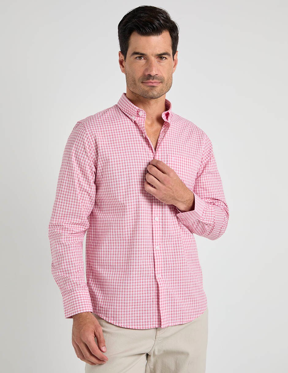 Camisa business casual de algodón manga larga para hombre