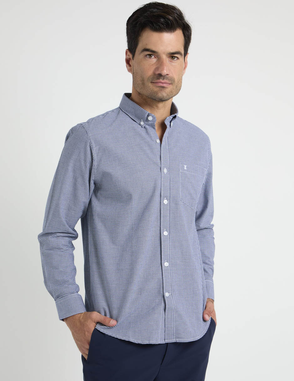 Camisa business casual algodón manga larga para hombre