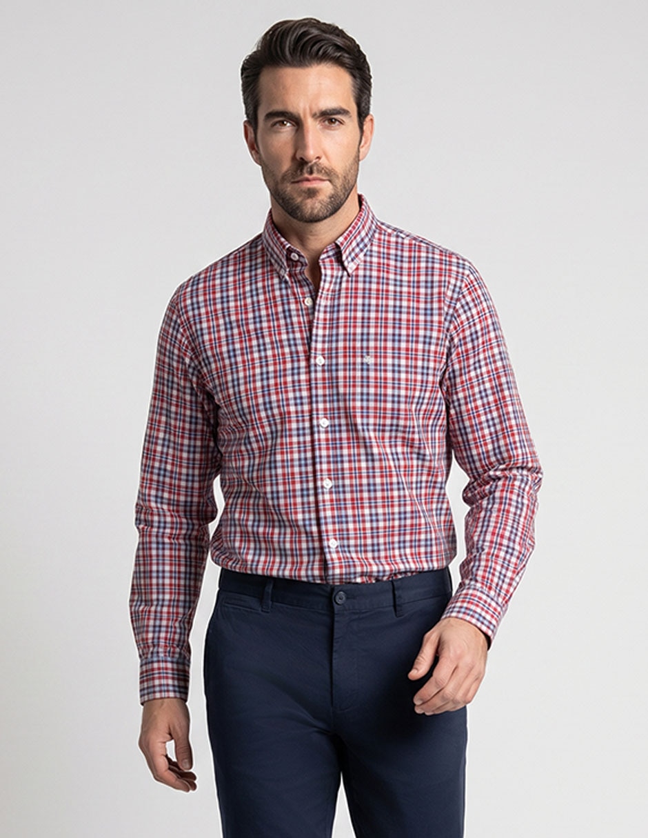 Camisa casual de algodón manga larga para hombre