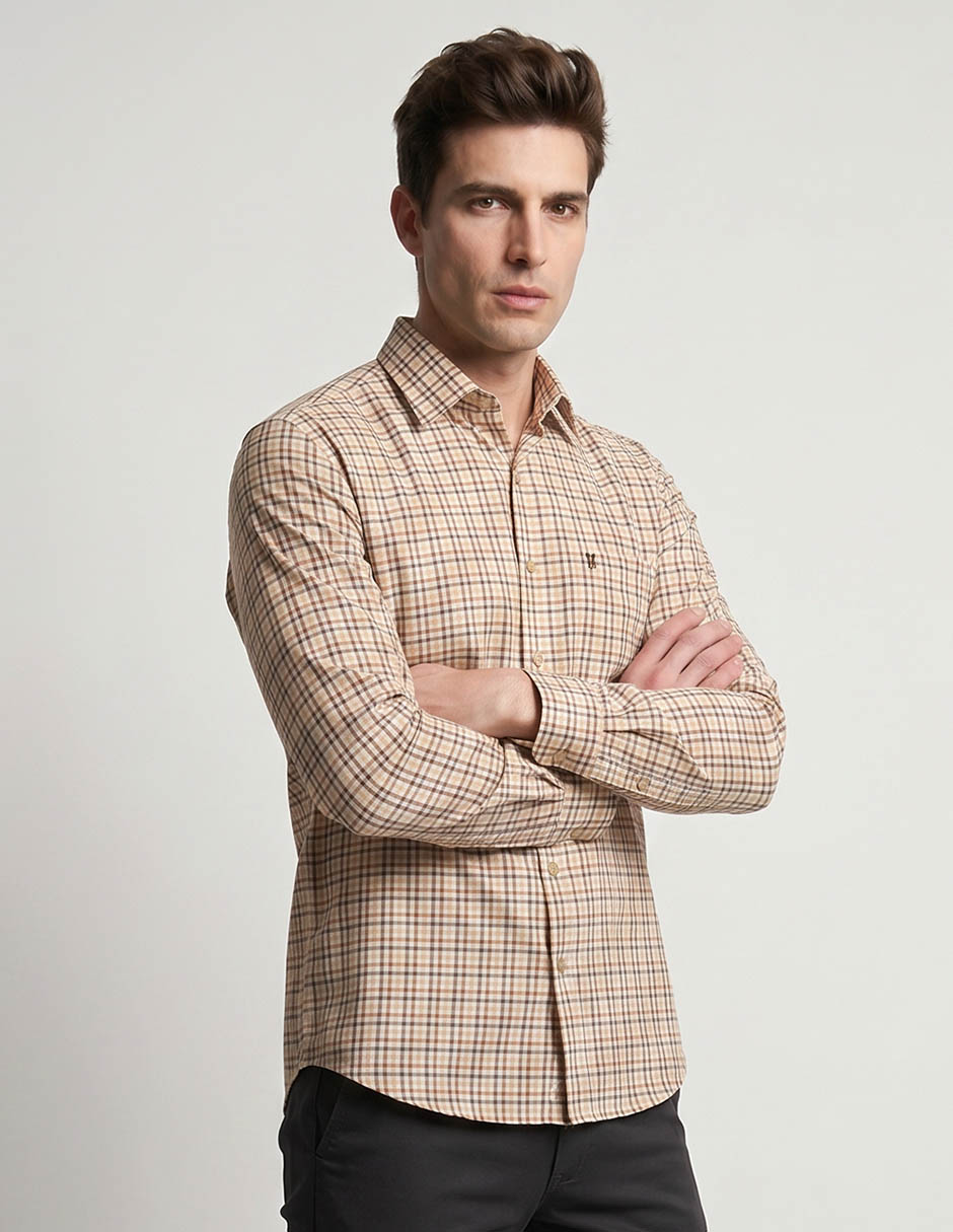 Camisa casual de algodón manga larga para hombre Camisa casual de algodón manga larga para hombre