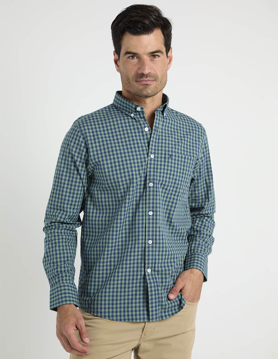 Camisa casual de algodón manga larga para hombre
