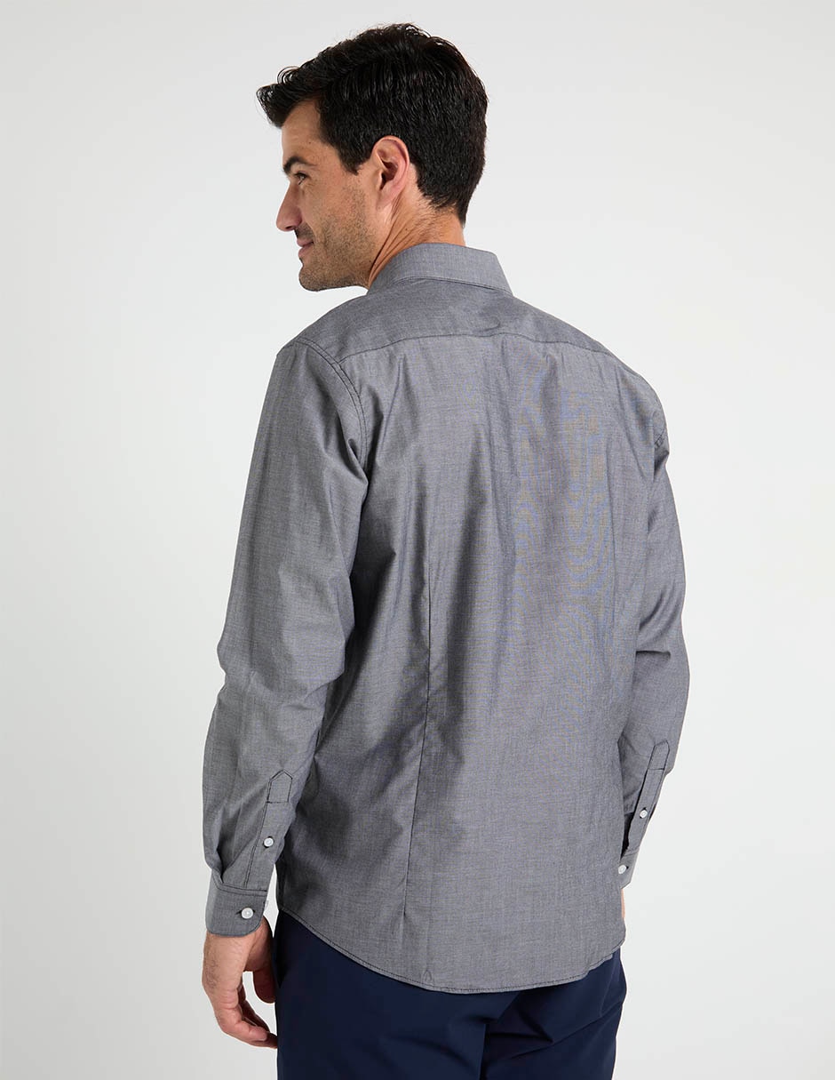 Camisa casual de algodón y poliéster manga larga para hombre 2