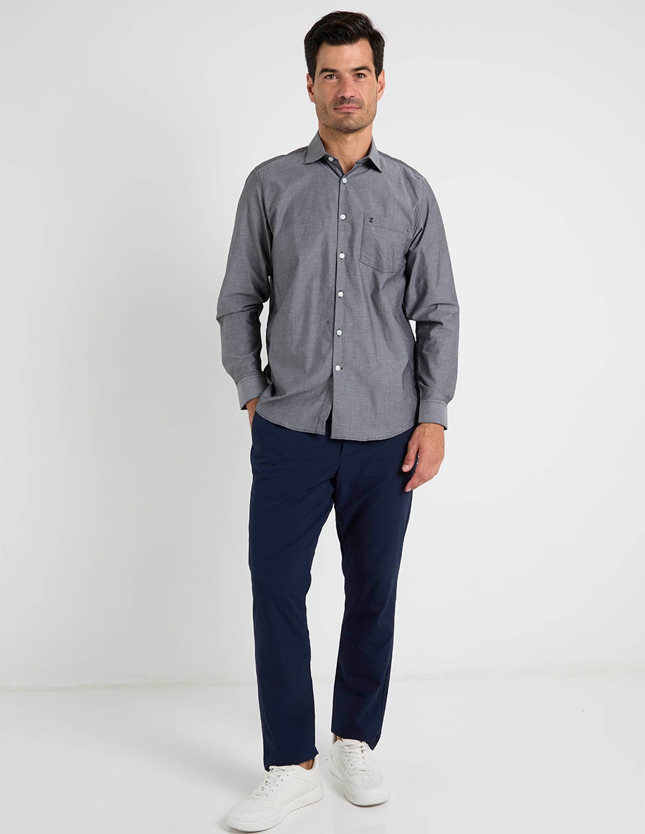 Camisa casual de algodón y poliéster manga larga para hombre 3