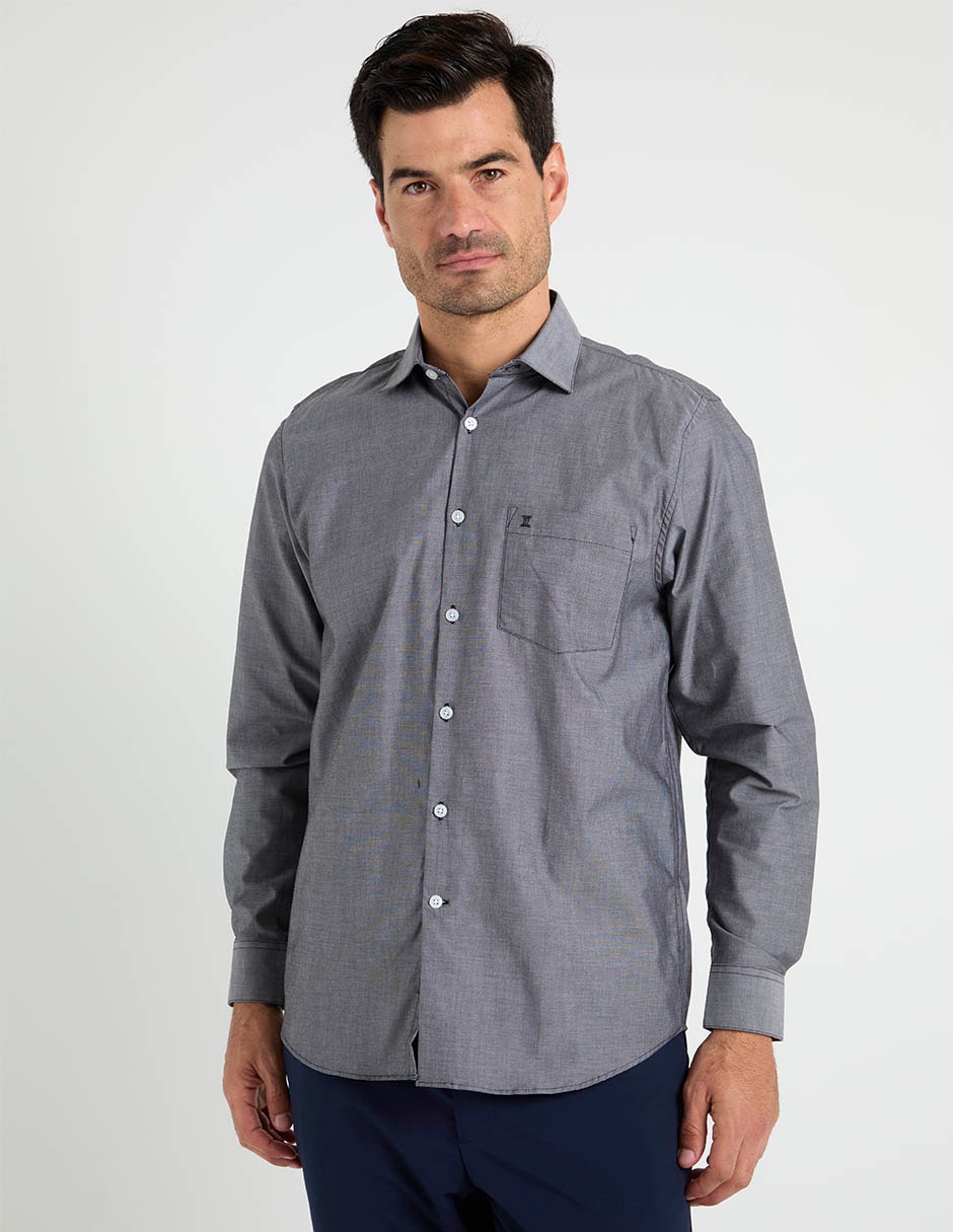 Camisa casual de algodón y poliéster manga larga para hombre Camisa casual de algodón y poliéster manga larga para hombre
