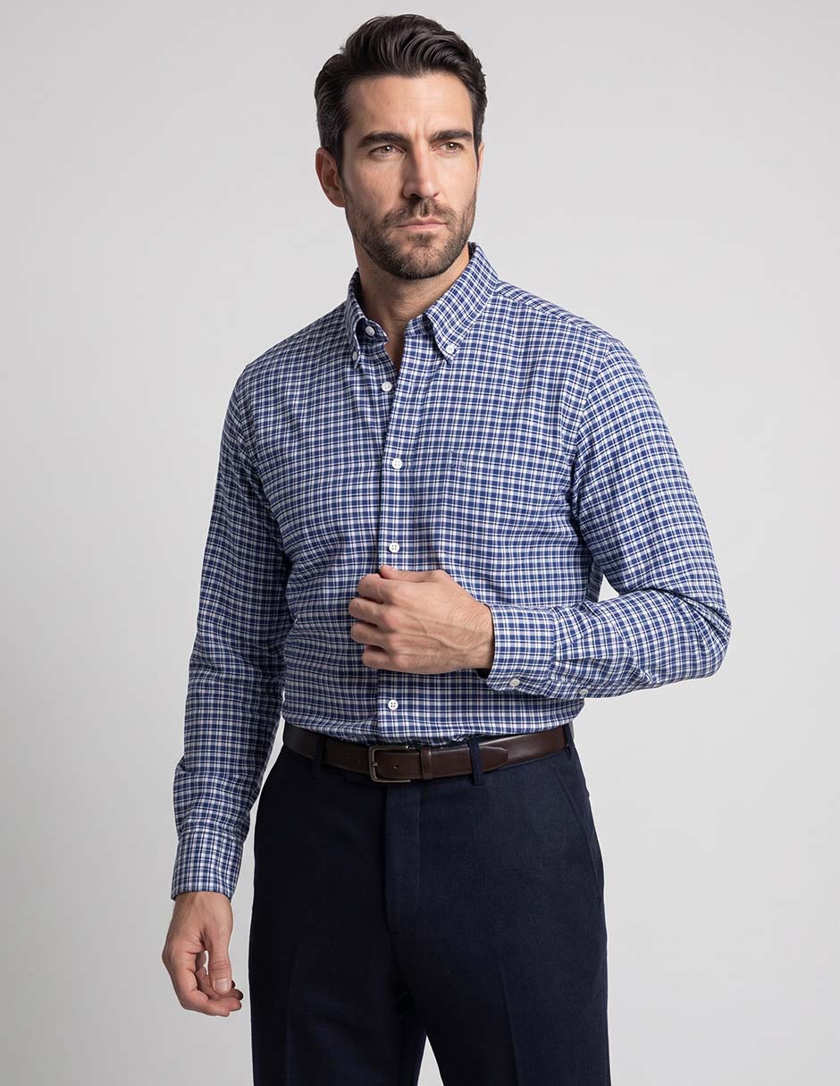 Camisa casual de algodón manga larga para hombre Camisa casual de algodón manga larga para hombre