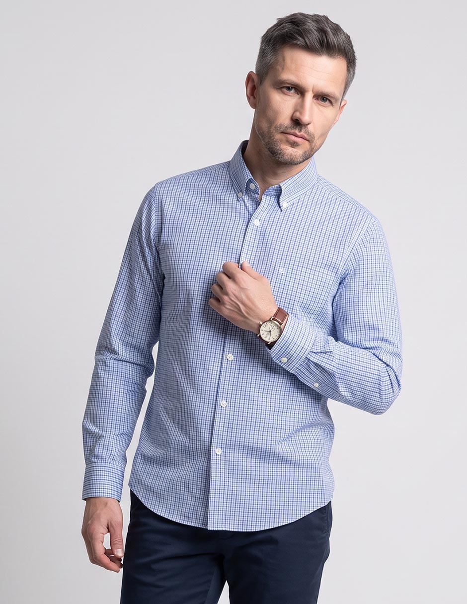 Camisa casual de algodón manga larga para hombre