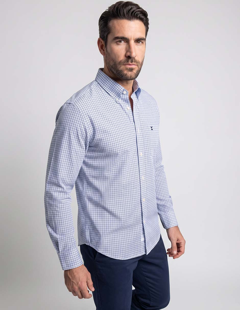 Camisa casual de algodón manga larga para hombre
