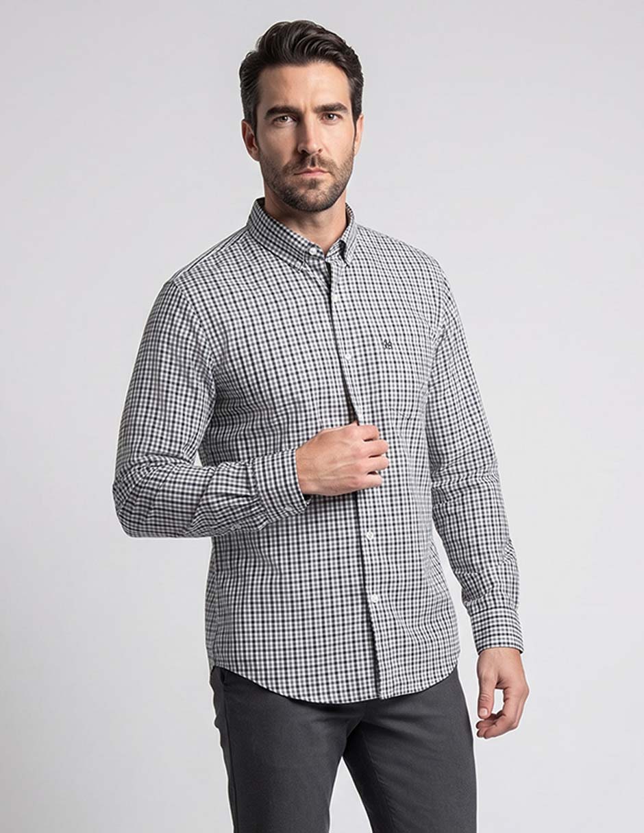 Camisa casual de algodón manga larga para hombre