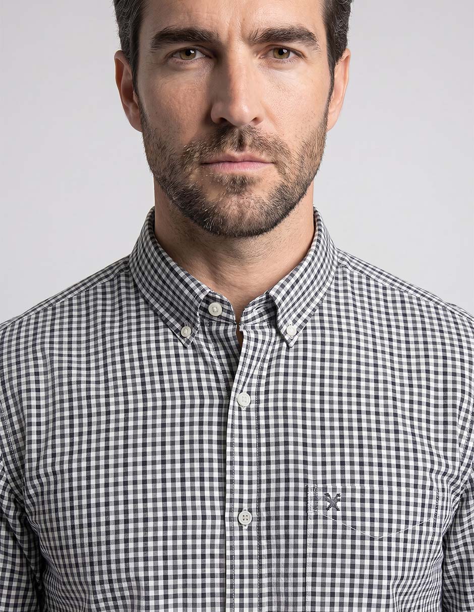 Camisa casual de algodón manga larga para hombre
