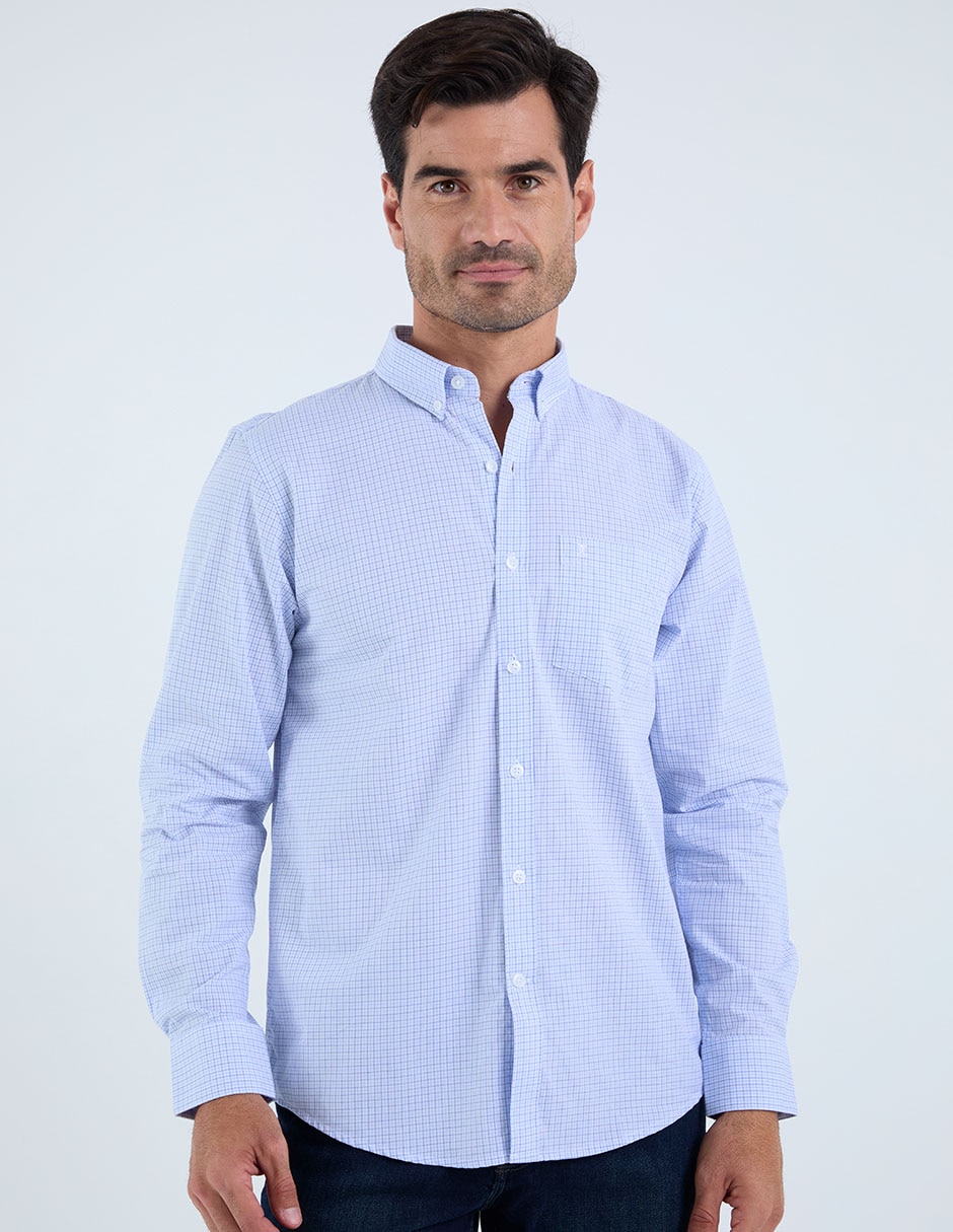 Camisa business casual de algodón manga larga para hombre