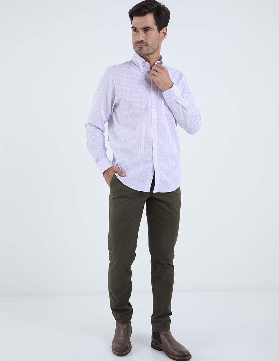 Camisa business casual de algodón manga larga para hombre