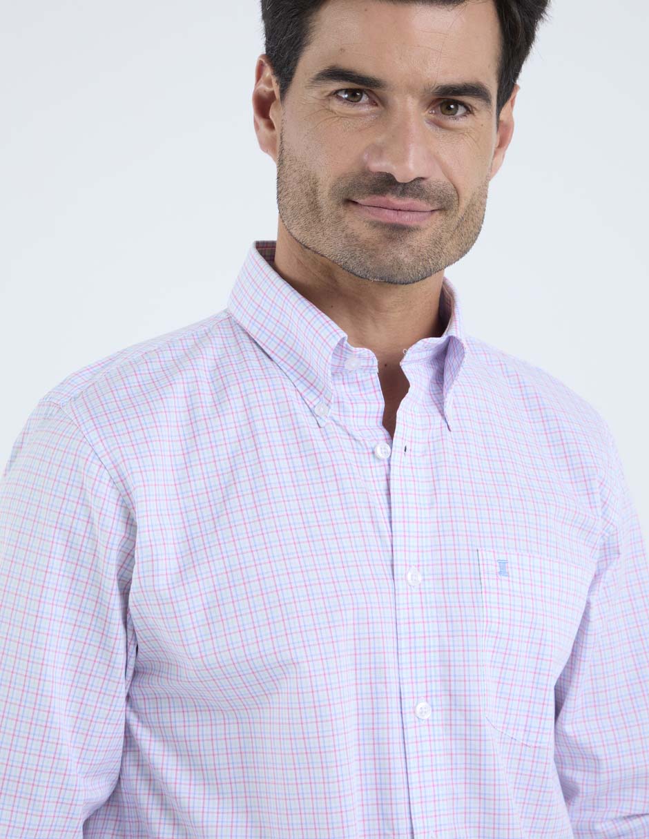 Camisa business casual de algodón manga larga para hombre