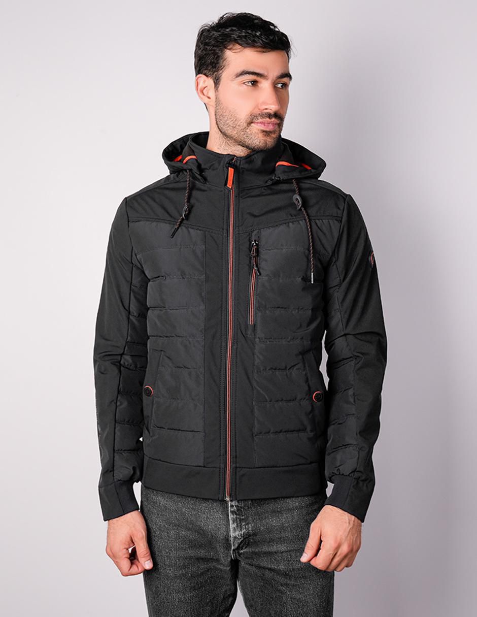 Chamarra capitonada capucha desmontable para hombre