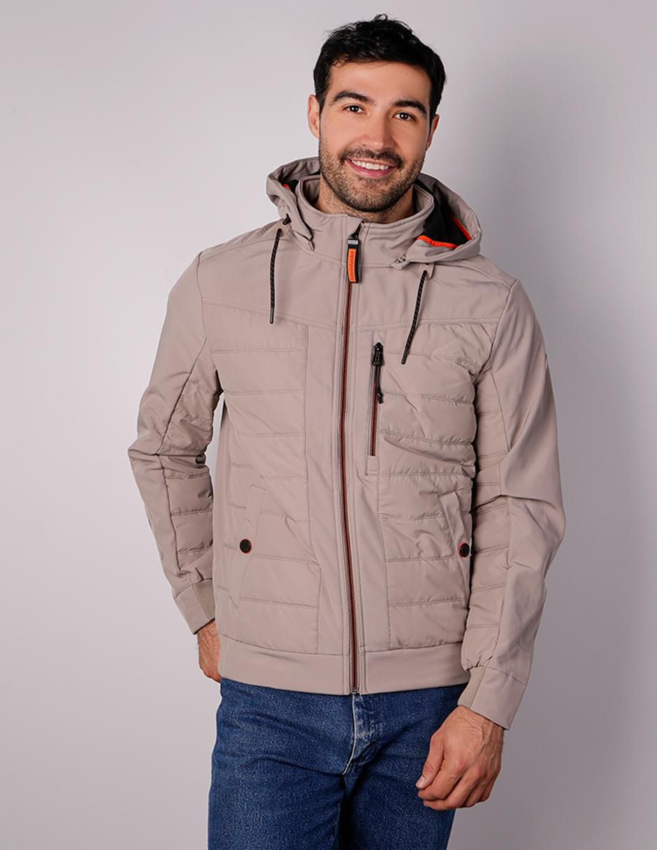 Chamarra capitonada capucha desmontable para hombre