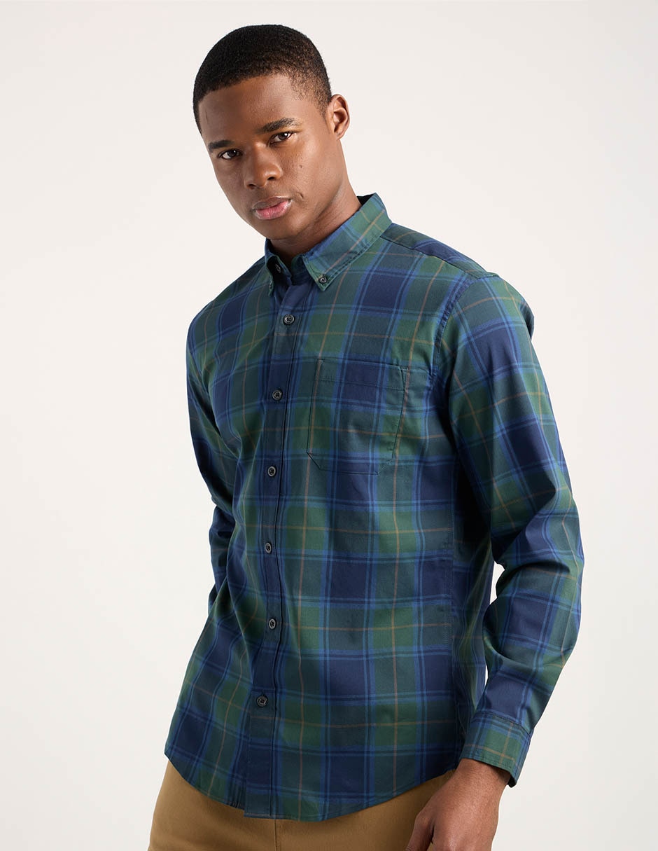 Camisa casual manga larga para hombre 7