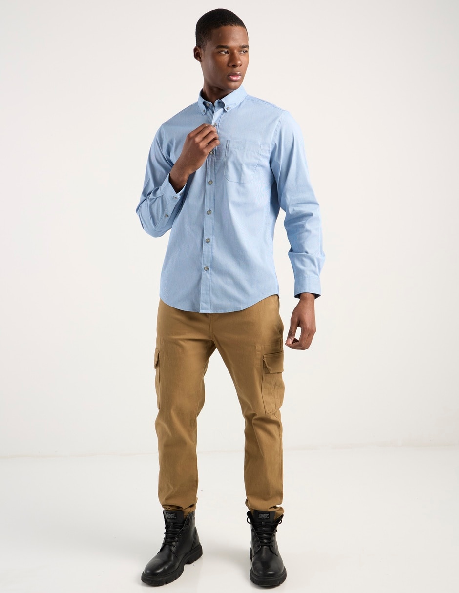 Camisa casual manga larga para hombre 8