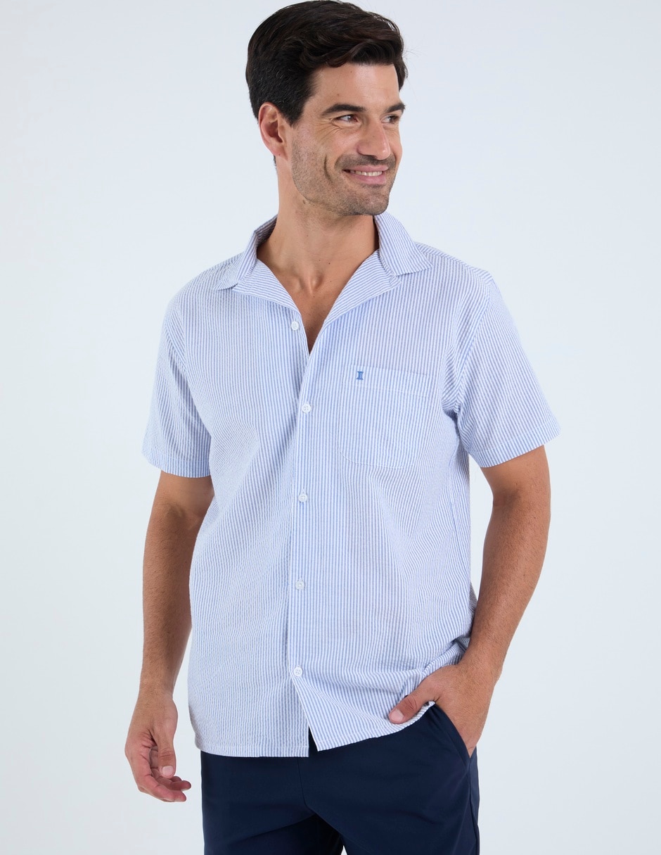 Camisa casual dioro de algodón manga corta para hombre