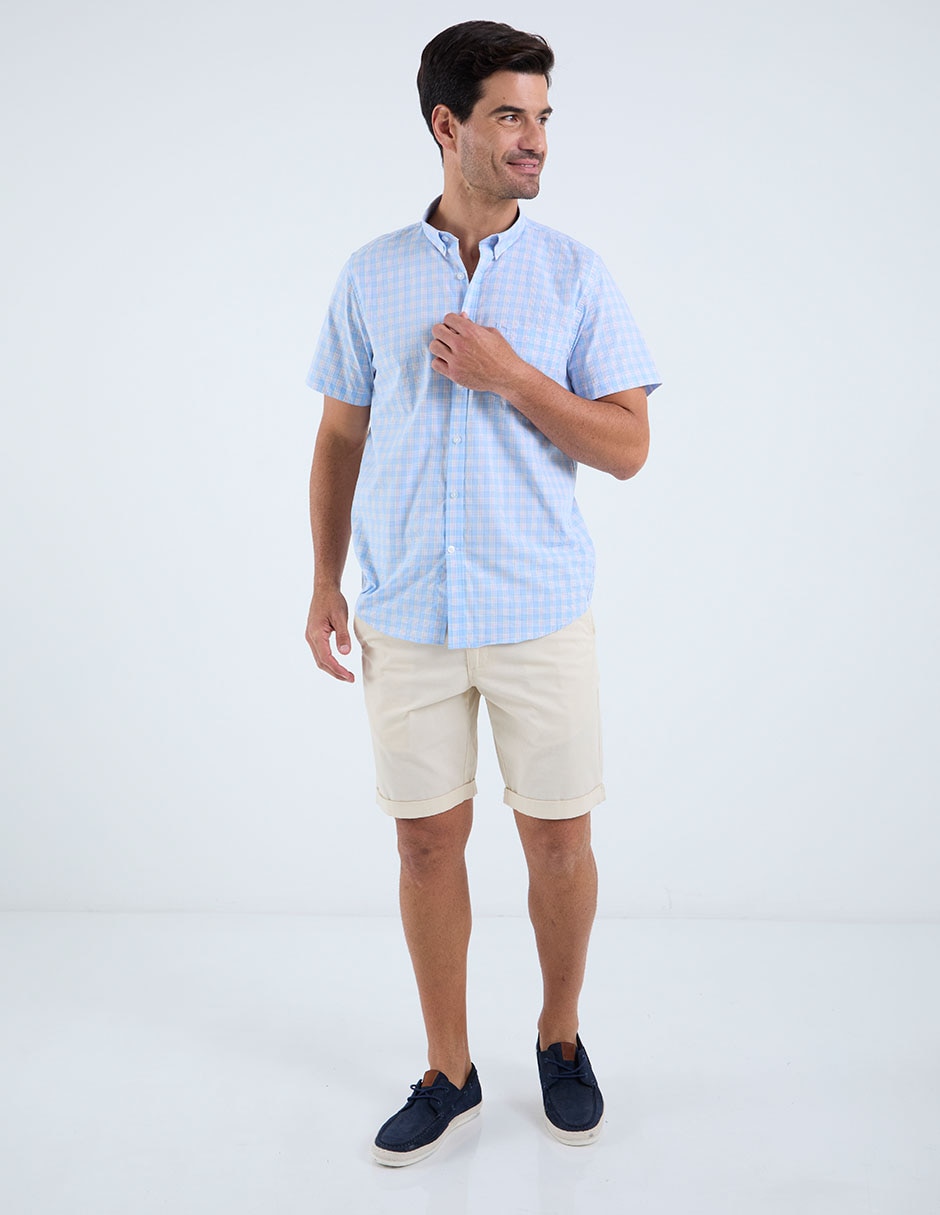 Camisa casual de algodón manga corta para hombre