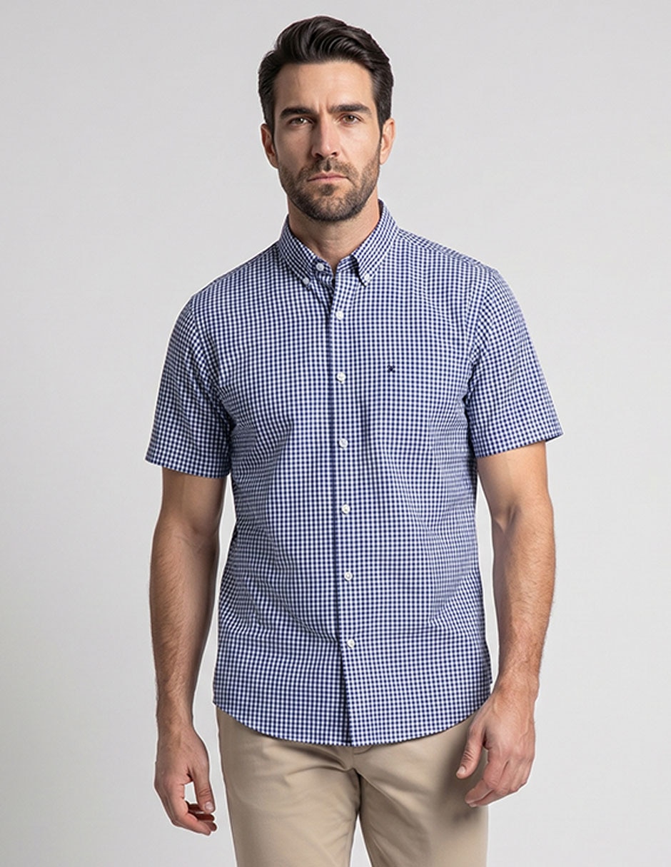 Camisa casual de algodón manga corta para hombre