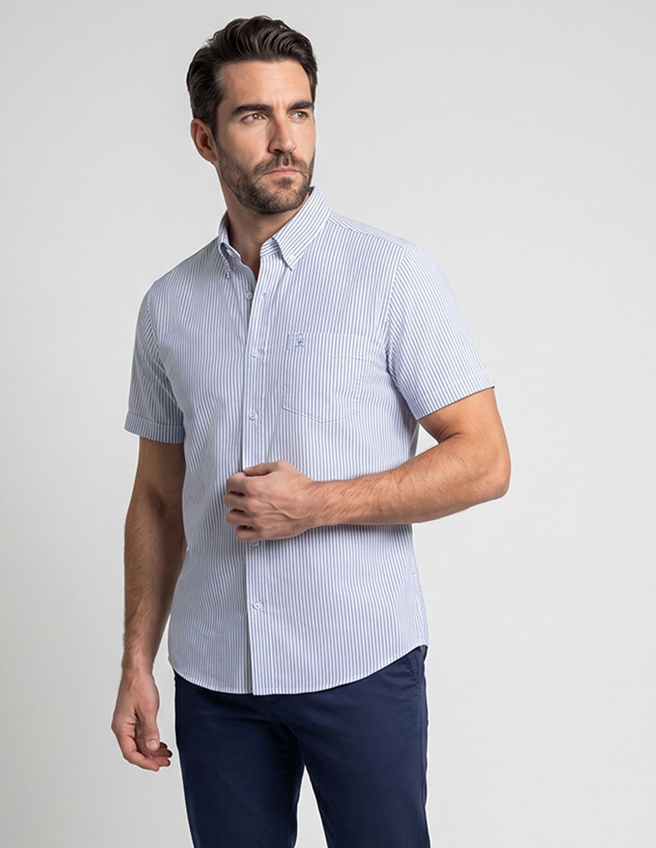 Camisa casual de algodón manga corta para hombre
