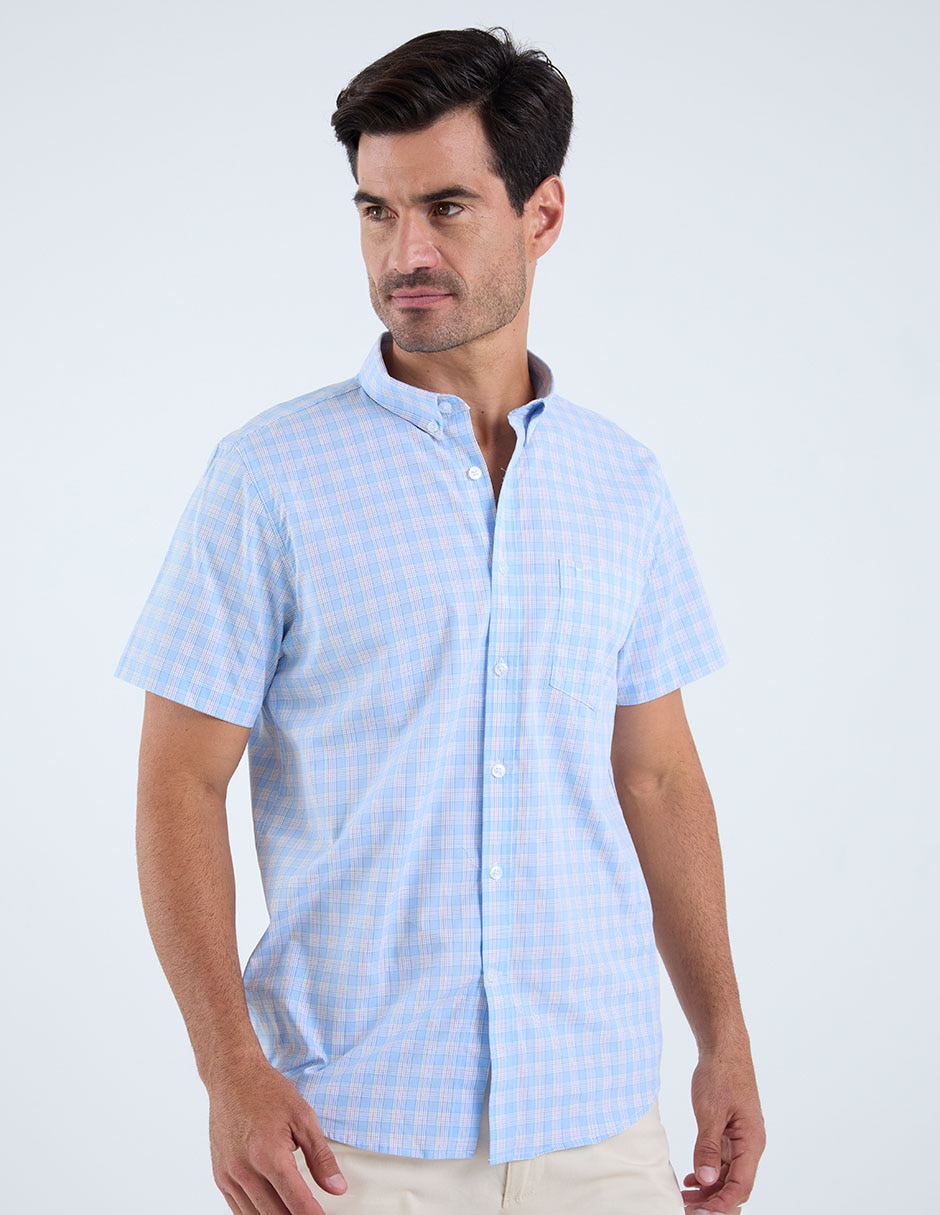 Camisa casual de algodón manga corta para hombre