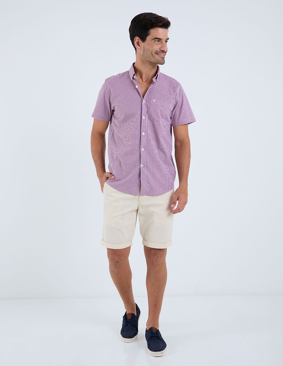 Camisa casual dioro de algodón manga corta para hombre
