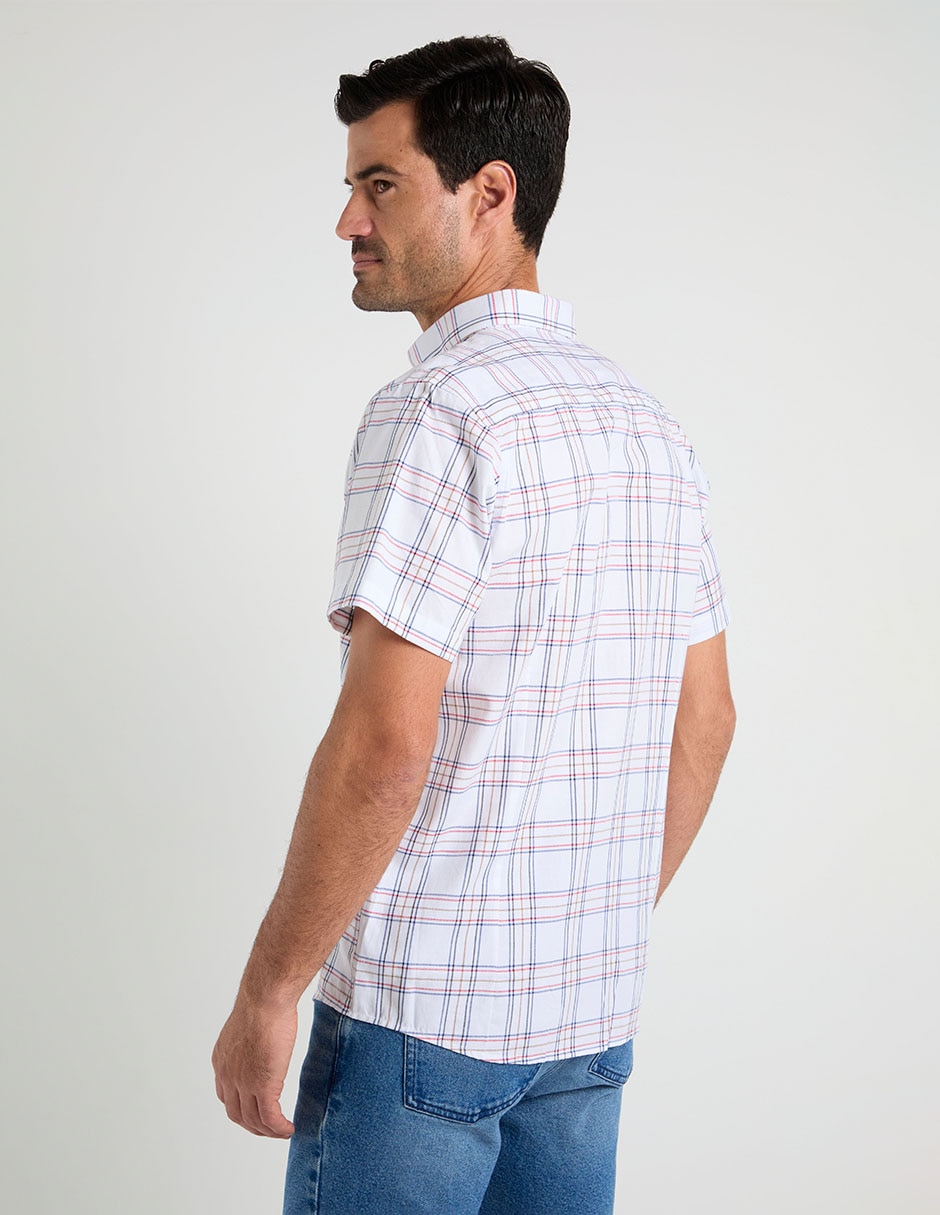 Camisa casual de algodón manga corta para hombre