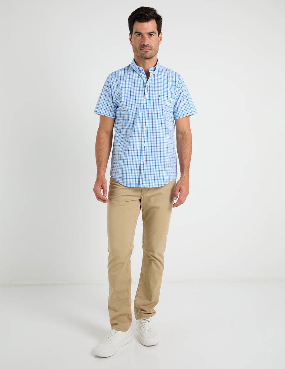 Camisa casual de algodón manga corta para hombre