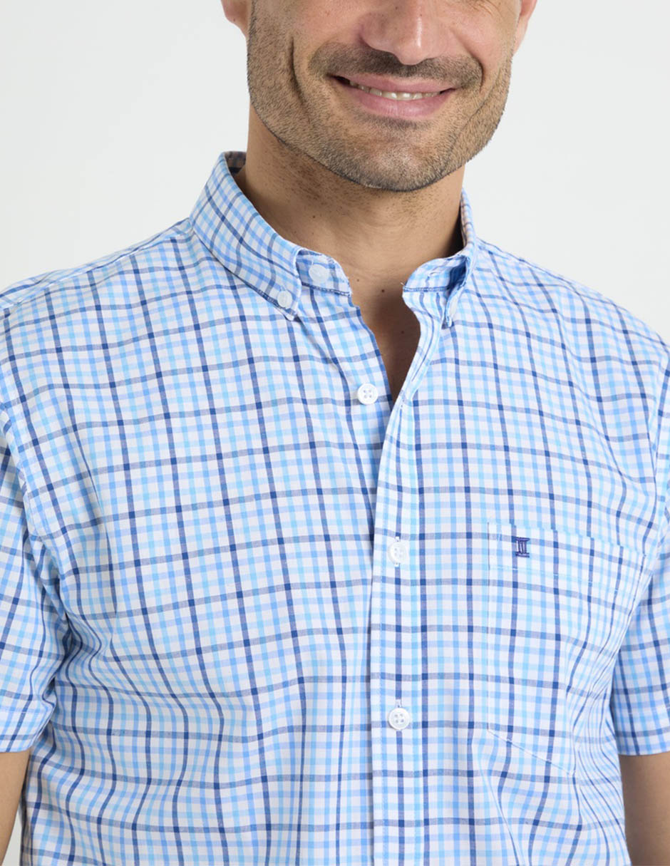 Camisa casual de algodón manga corta para hombre