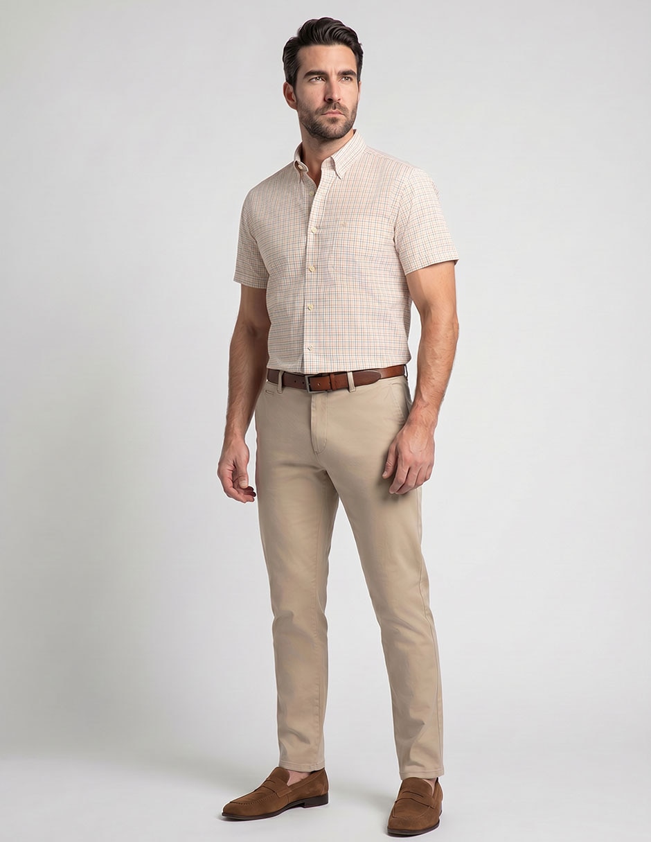 Camisa casual de algodón manga corta para hombre