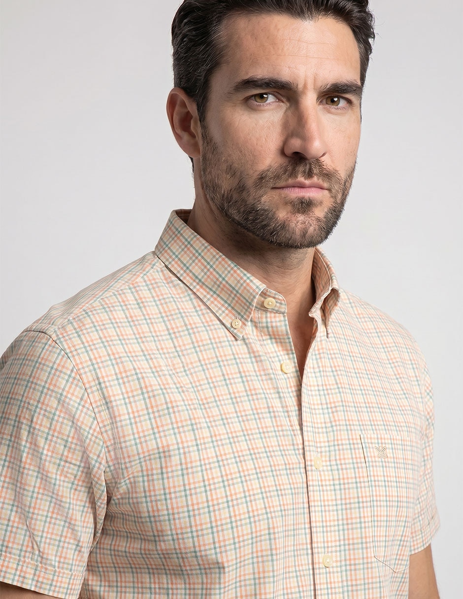Camisa casual de algodón manga corta para hombre