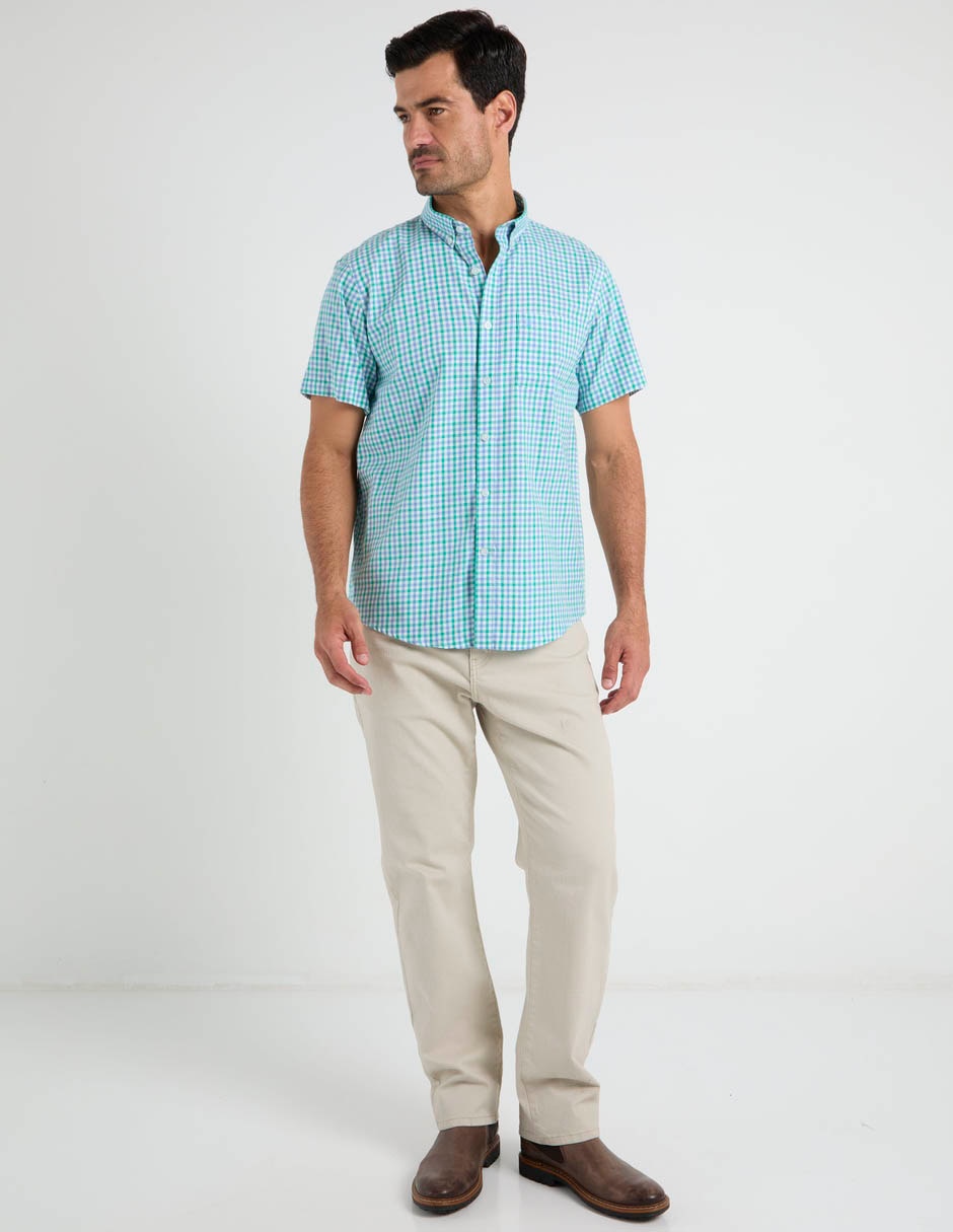 Camisa casual de algodón manga corta para hombre