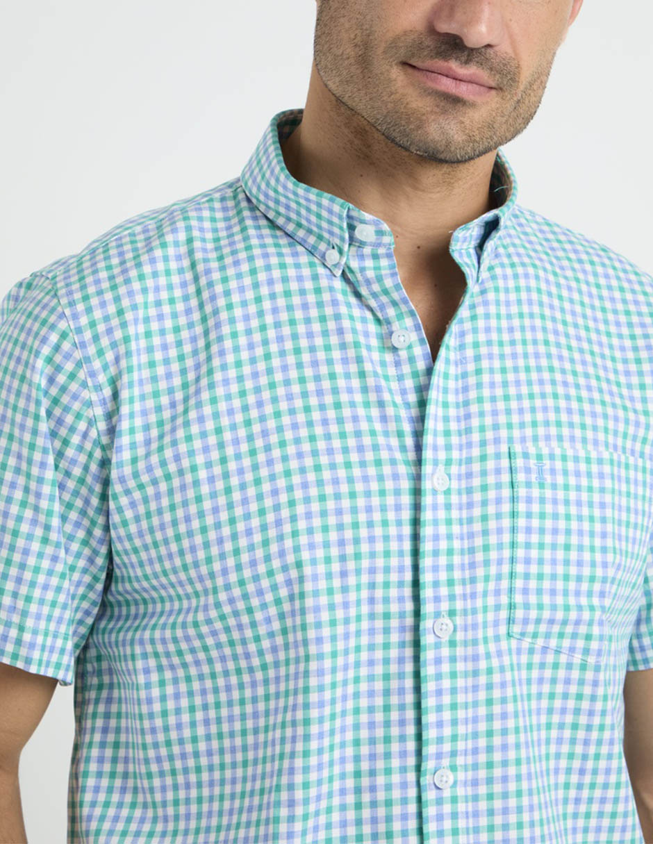 Camisa casual de algodón manga corta para hombre