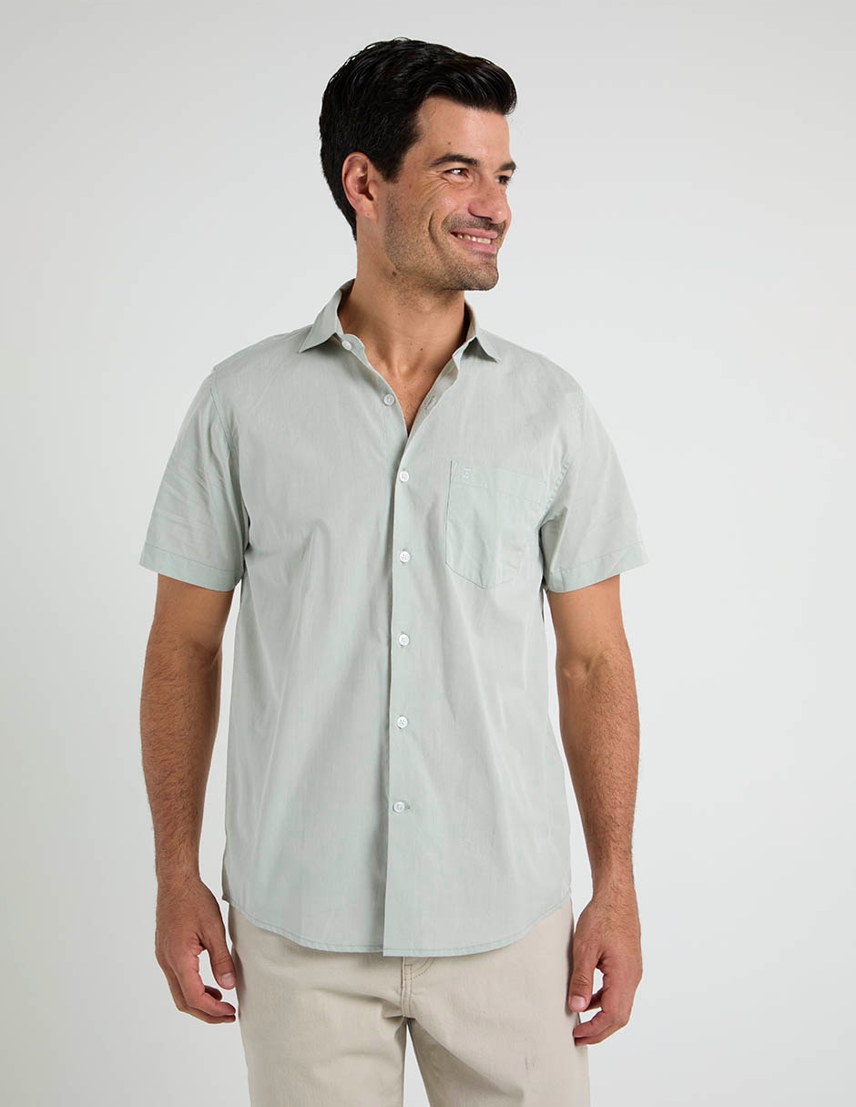 Camisa casual de algodón manga corta para hombre