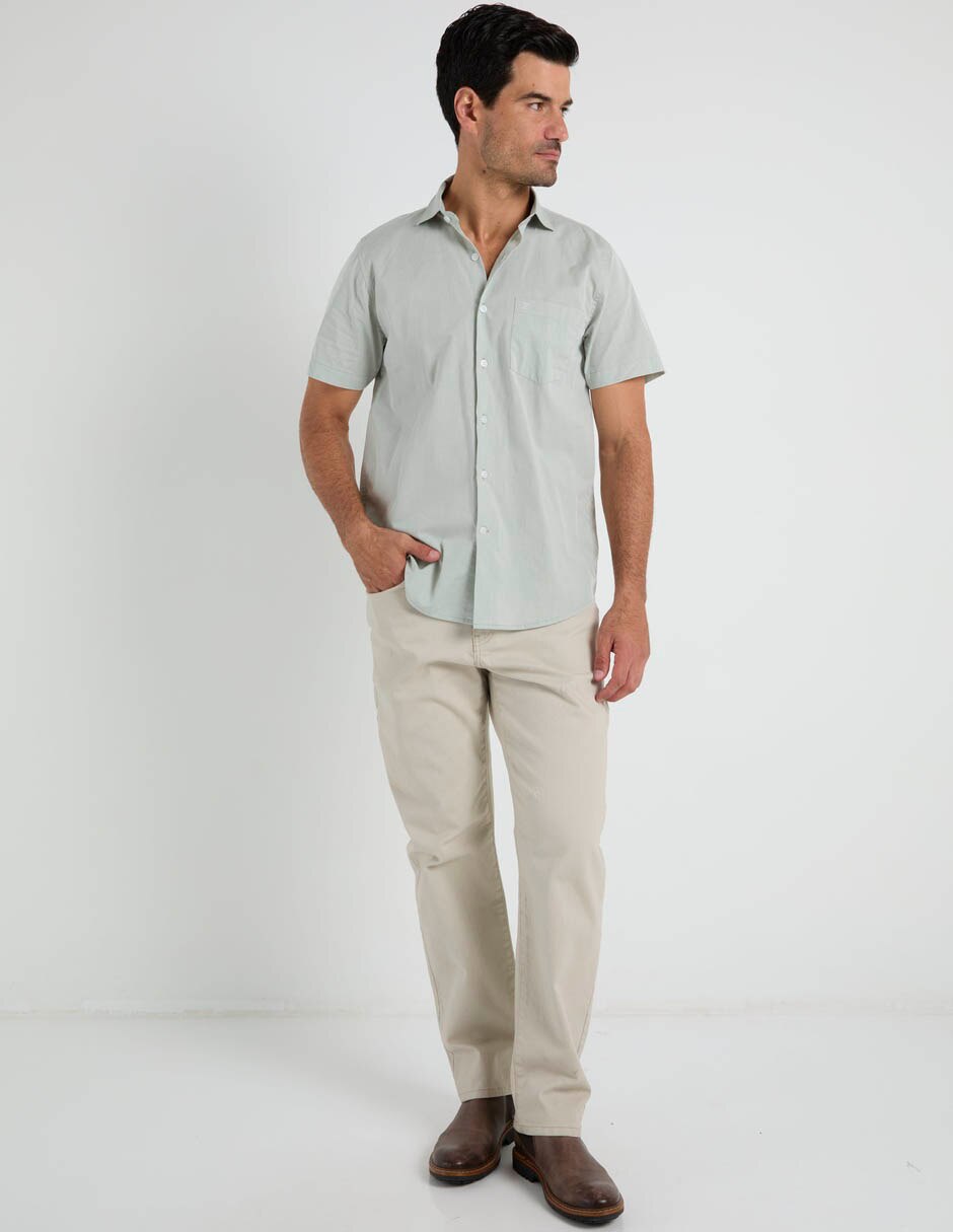 Camisa casual de algodón manga corta para hombre