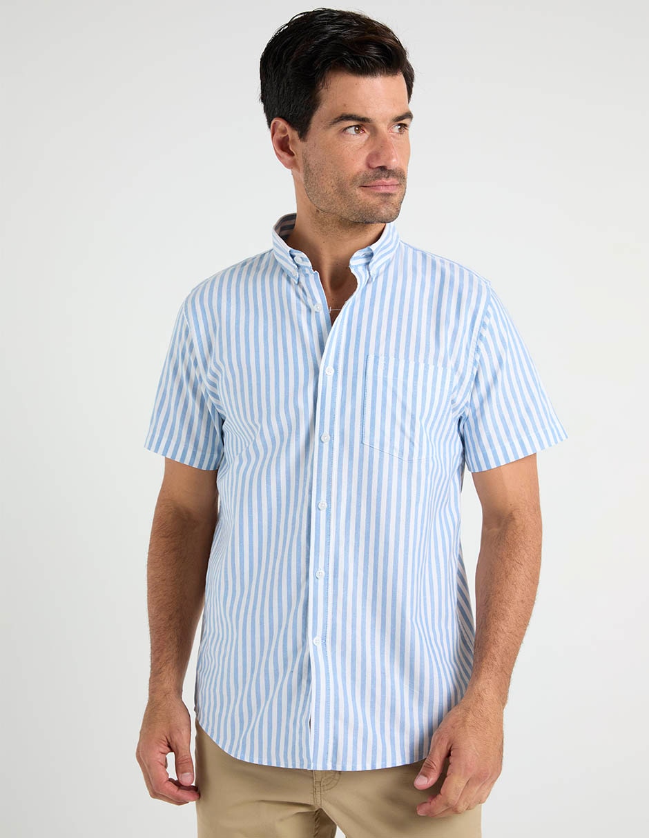 Camisa casual de algodón manga corta para hombre