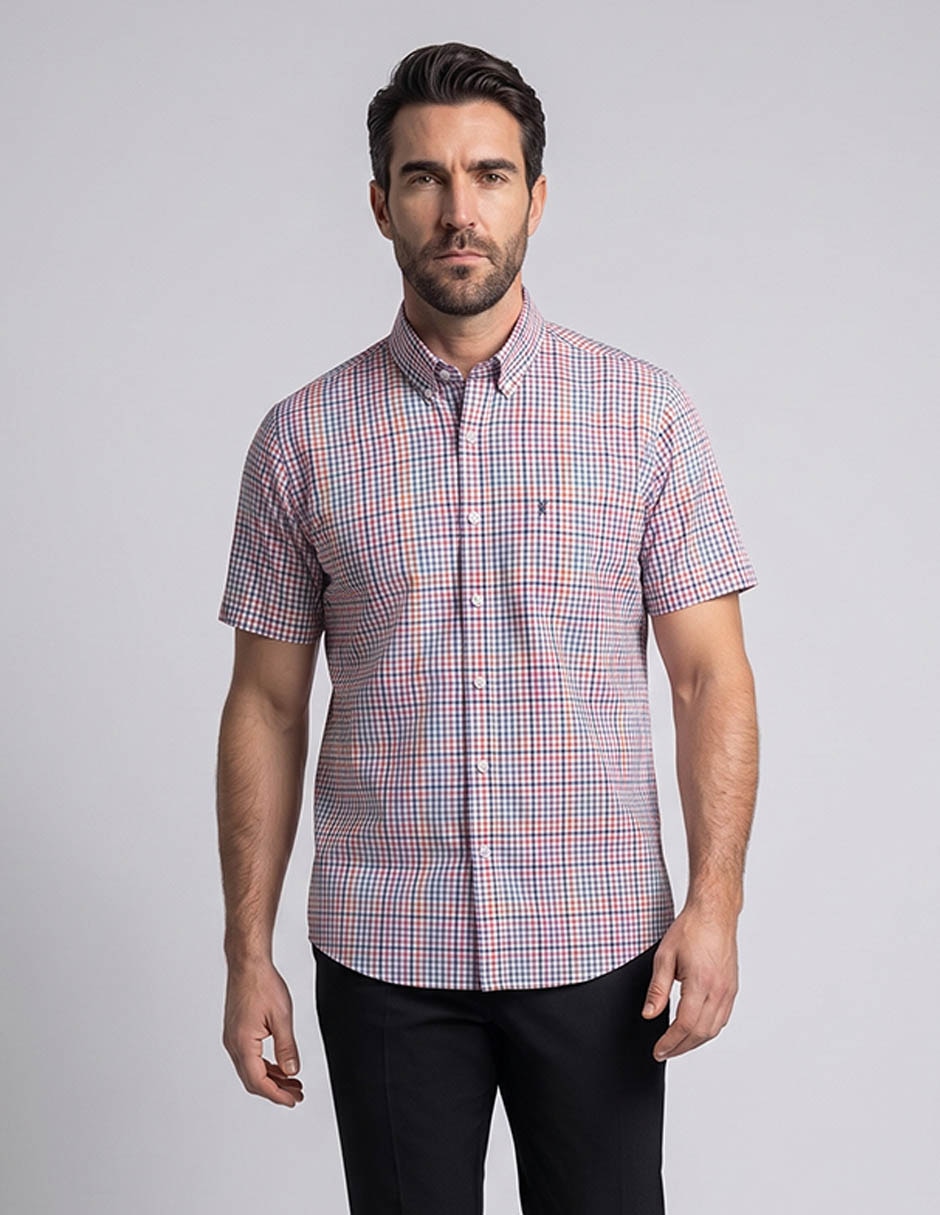 Camisa casual de algodón manga corta para hombre