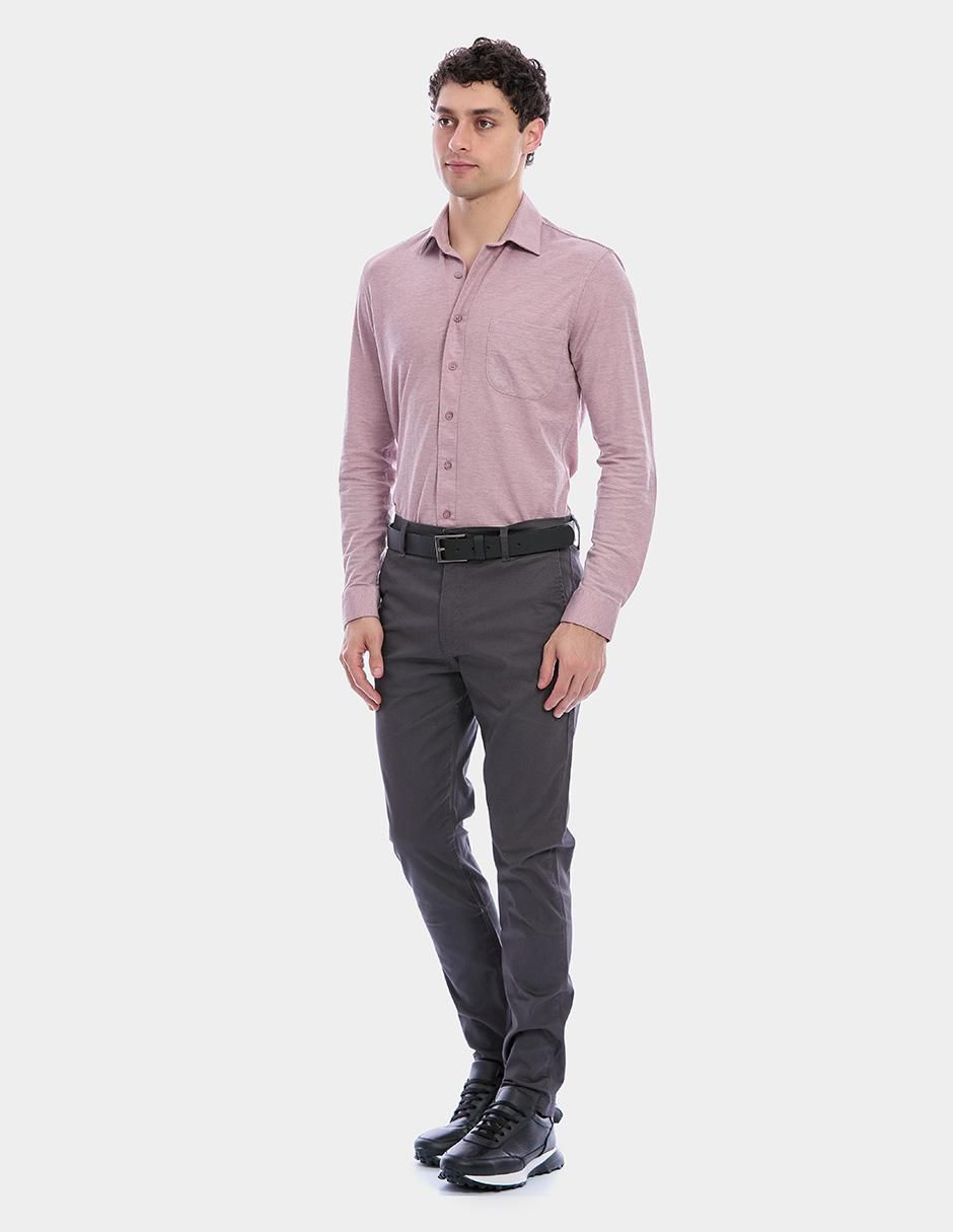 Camisa business casual manga larga para hombre 5