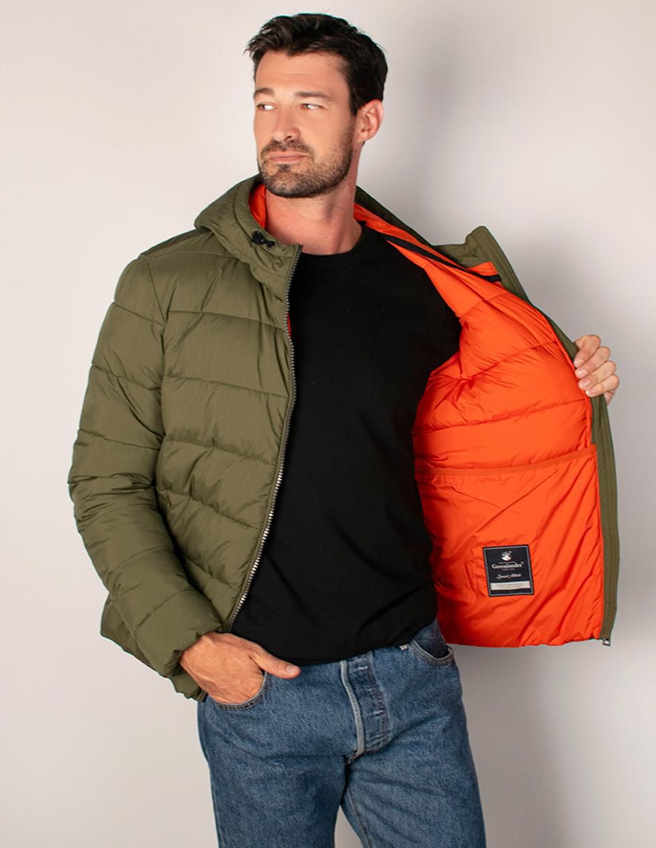 Chamarra capitonada Greenlander con capucha para hombre
