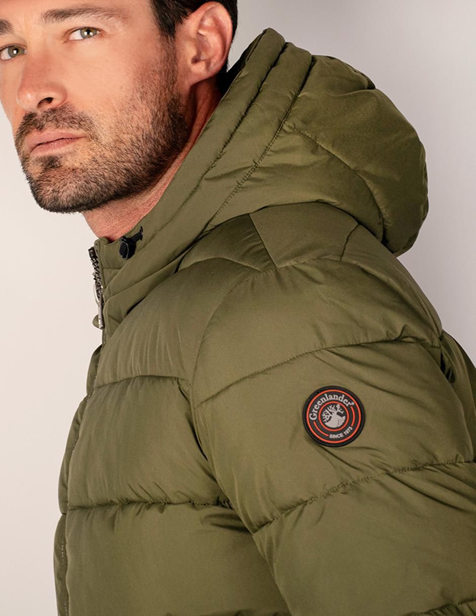 Chamarra capitonada Greenlander con capucha para hombre