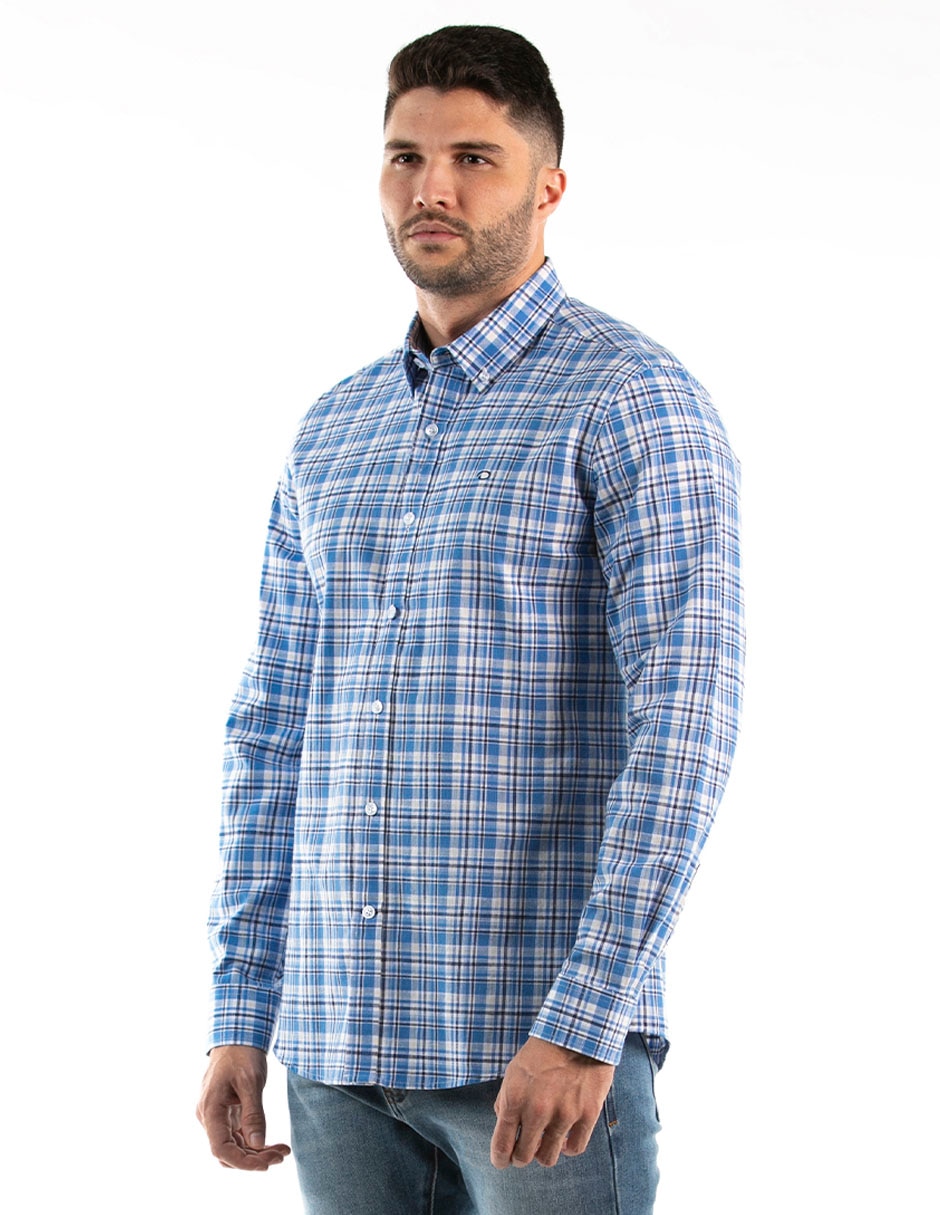 Camisa casual de algodón manga larga para hombre