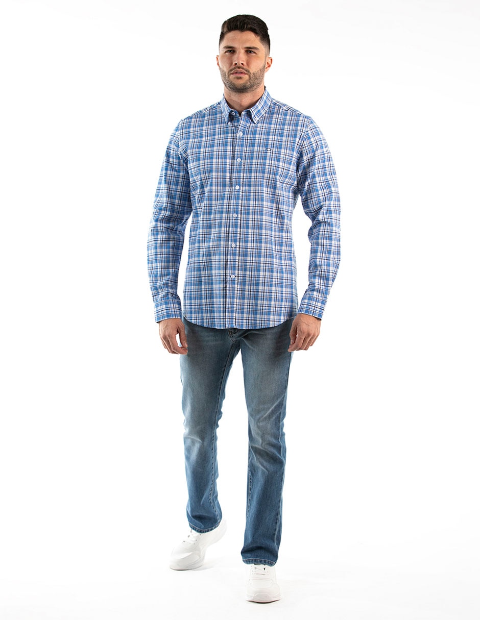Camisa casual Oscar de la Renta de algodón manga larga para hombre